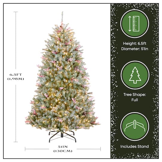 ft. Pre-Lit Flocked Dunhill® Fir Full Artificial Christmas Tree